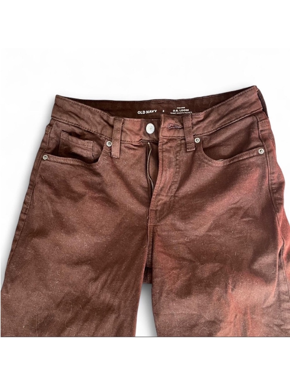 NWOT Old Navy Brown Loose/Baggy jeans size 2 - Picture 3 of 4